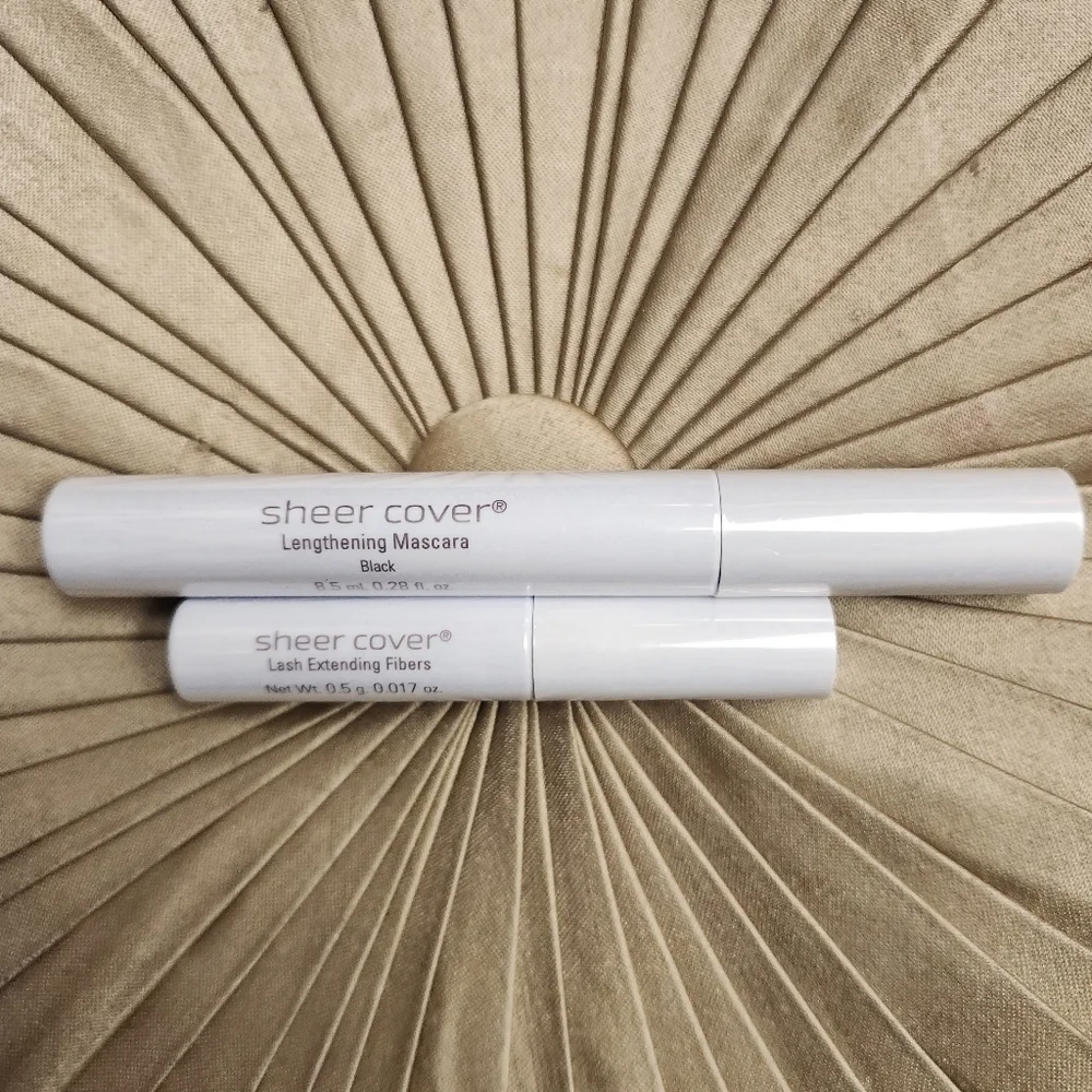 Sheer Cover Black Lengthening Mascara + Lash Extending Fibers Set In Full Size